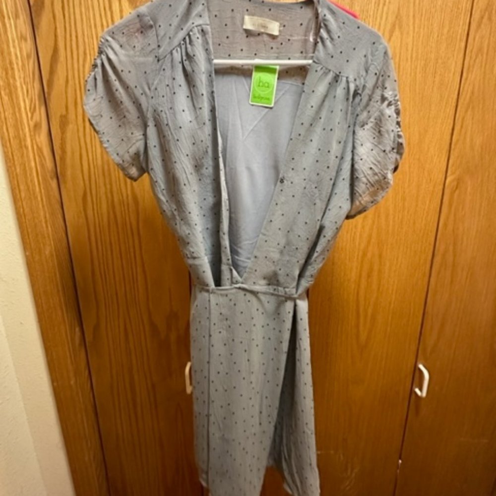 Blue polkadot wrap dress, sm